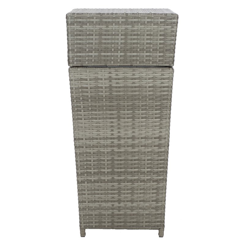 Pemberly Row Coastal Polyester Wicker/Steel Patio Trash Bin in Gray