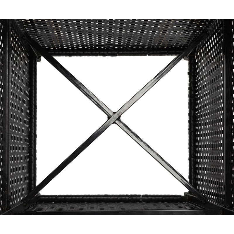 Pemberly Row Polyester Wicker/Steel Patio Trash Bin in Black