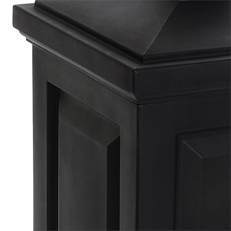 Pemberly Row Weatherproof Traditional Plastic Waste Bin in Black
