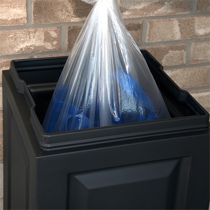 Pemberly Row Weatherproof Traditional Plastic Waste Bin in Black