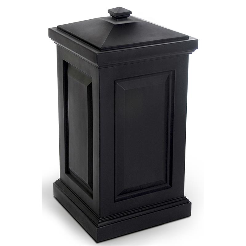 Pemberly Row Weatherproof Traditional Plastic Waste Bin in Black