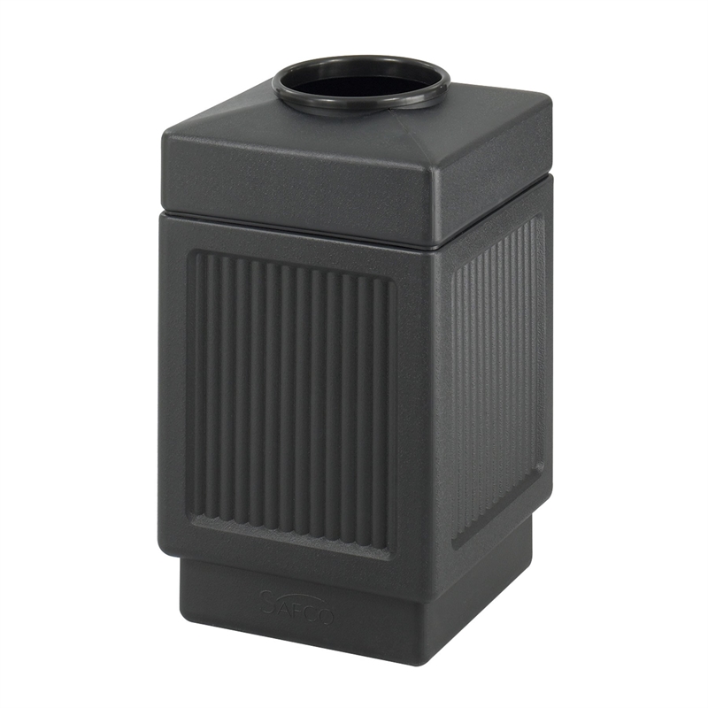 Pemberly Row Black Recessed Panel 38 Gallon Indoor/Outdoor Receptacle