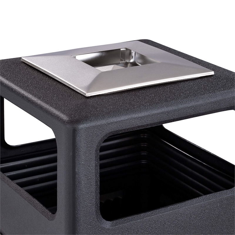 Pemberly Row Large Outdoor Recessed Panel Side Opening Receptacle with Urn