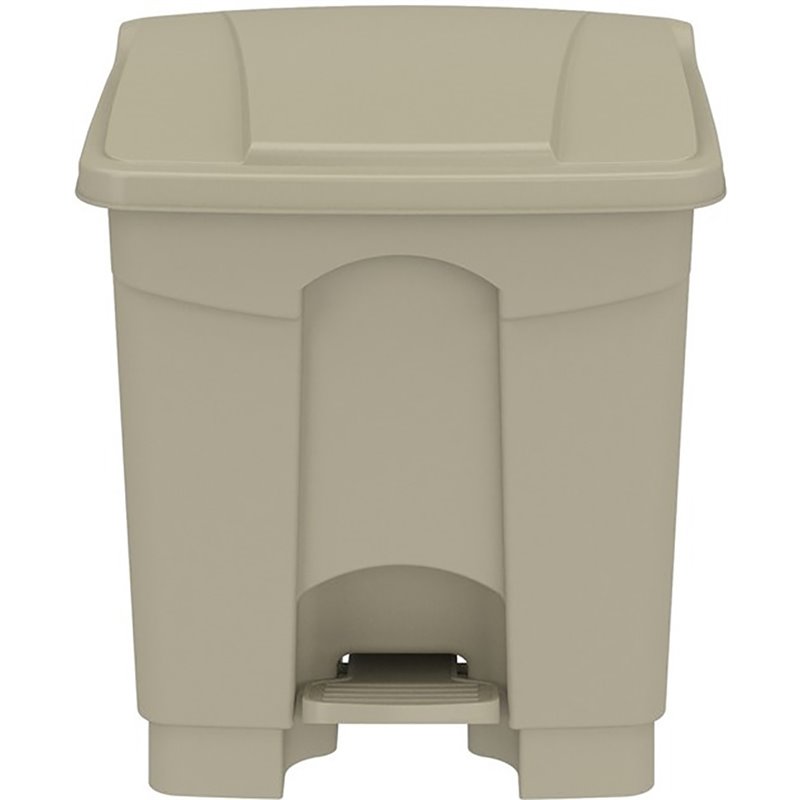 Pemberly Row Plastic Step-On Touchless 8 Gallon Trash Can in Tan