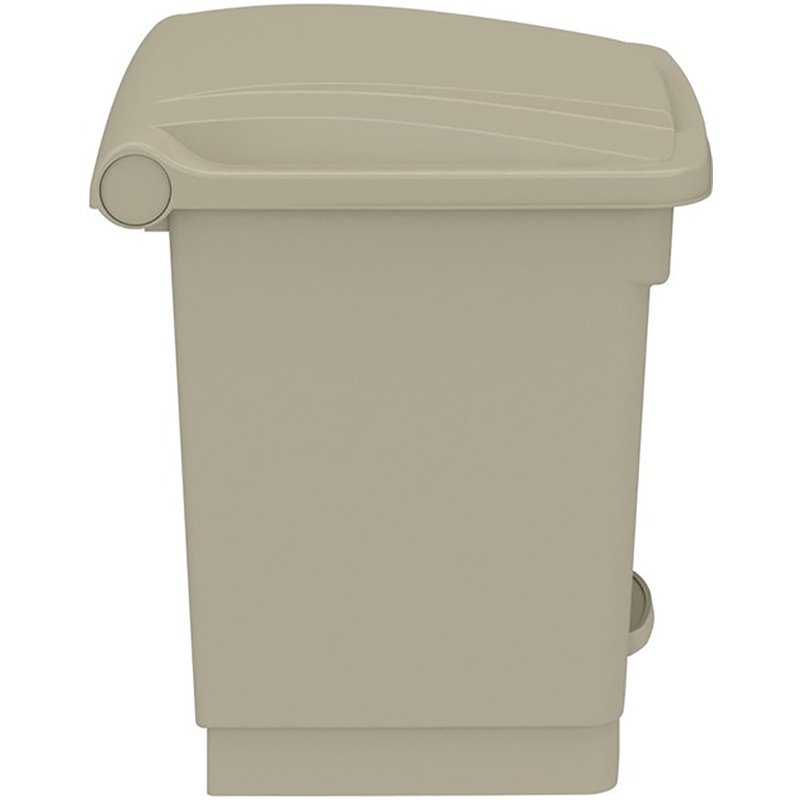 Pemberly Row Plastic Step-On Touchless 8 Gallon Trash Can in Tan