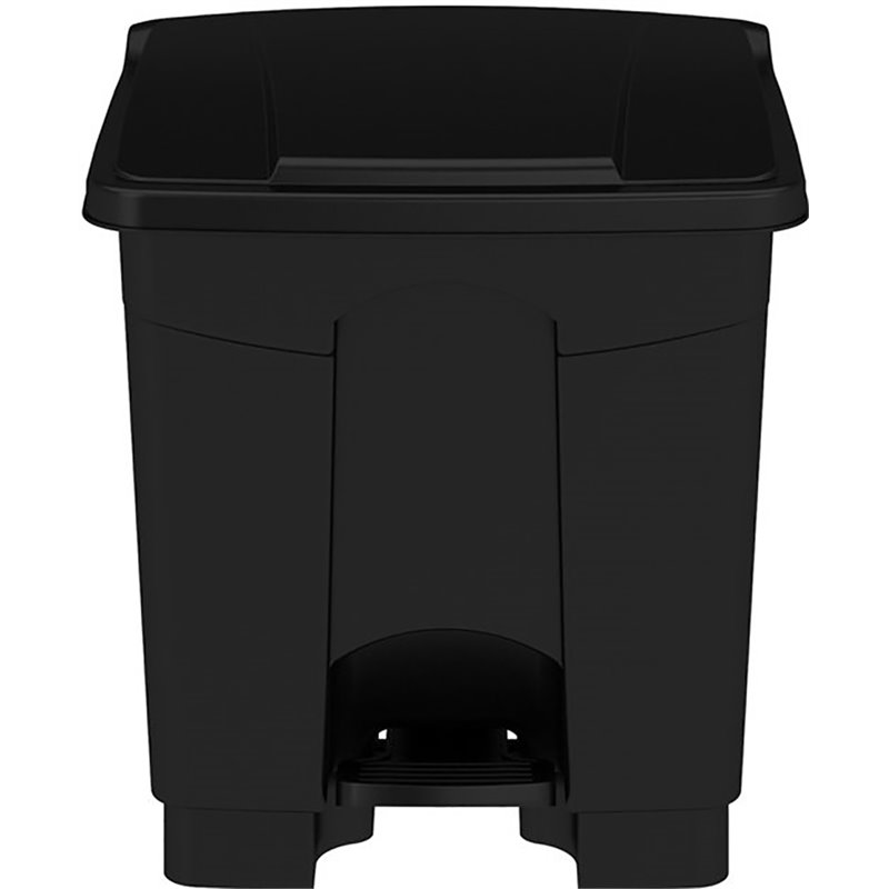 Pemberly Row Plastic Step-On Touchless 8 Gallon Trash Can in Black