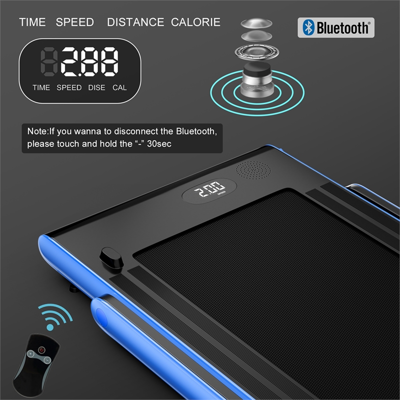 Pemberly Row Up To 7.5MPH 2.25HP Single Display Screen Treadmill in Blue