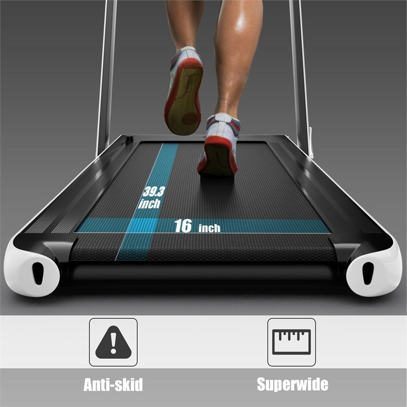 Pemberly Row Up To 7.5MPH 2.25HP Single Display Screen Treadmill in White