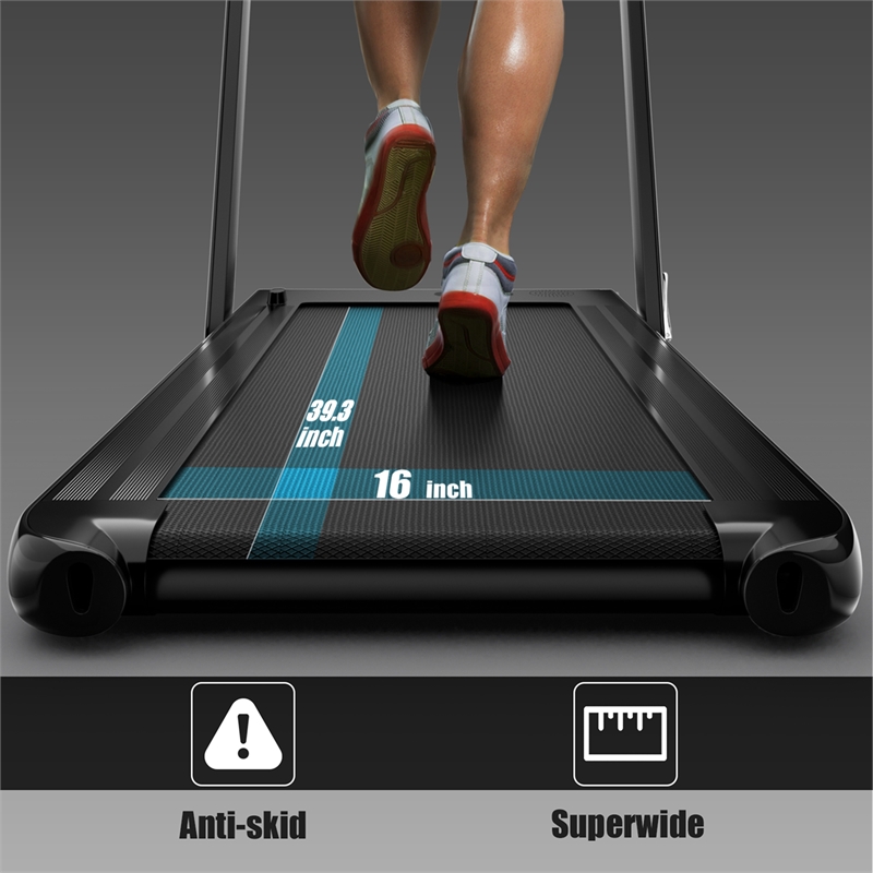 Pemberly Row Up To 7.5MPH 2.25HP Single Display Screen Treadmill in Black