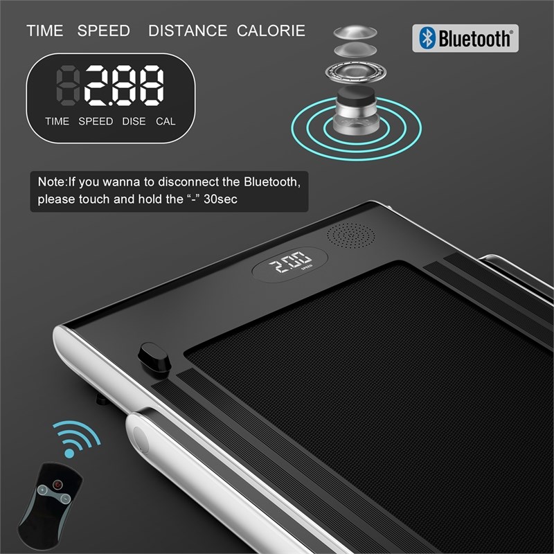 Pemberly Row Up To 7.5MPH 2.25HP Single Display Screen Treadmill in Silver