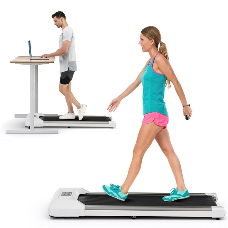Pemberly Row Walking Pad with 265 lbs Capacity Remote Control Treadmill in Gray