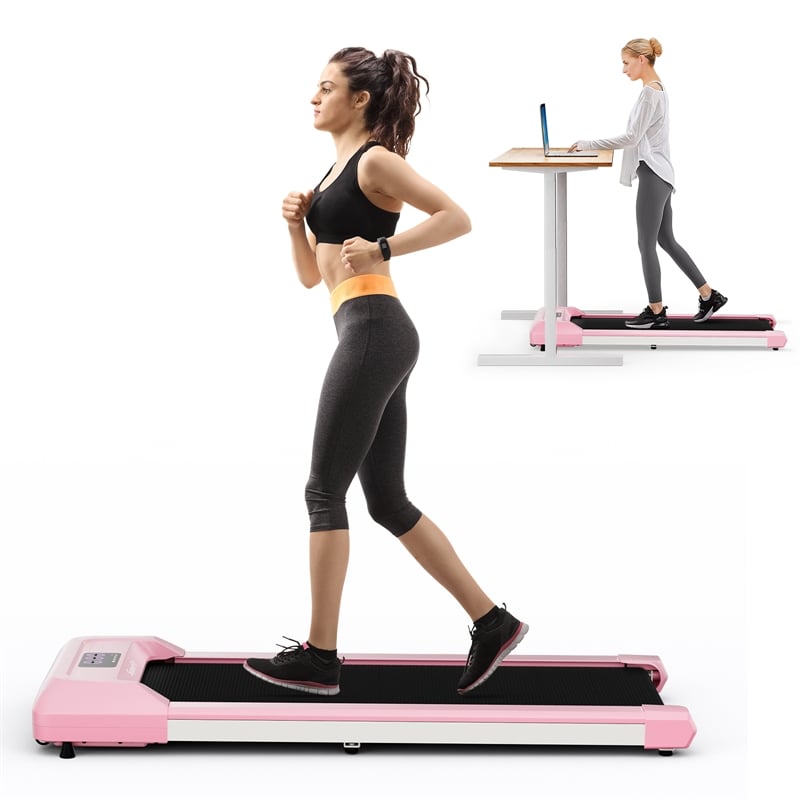 Pemberly Row Walking Pad with 265 lbs Capacity Remote Control Treadmill in Pink