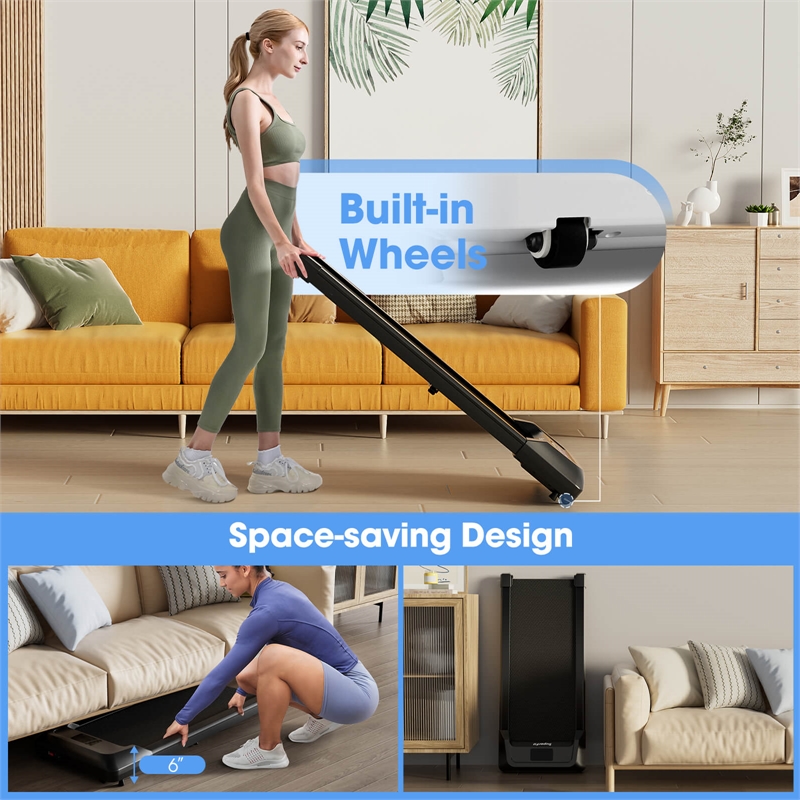 Pemberly Row Walking Pad with 265 lbs Capacity Remote Control Treadmill in Black