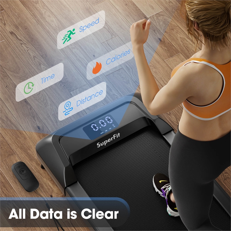 Pemberly Row Walking Pad with 265 lbs Capacity Remote Control Treadmill in Black