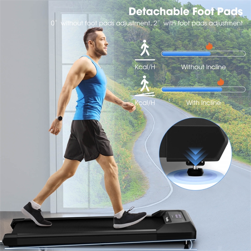 Pemberly Row Walking Pad with 265 lbs Capacity Remote Control Treadmill in Black