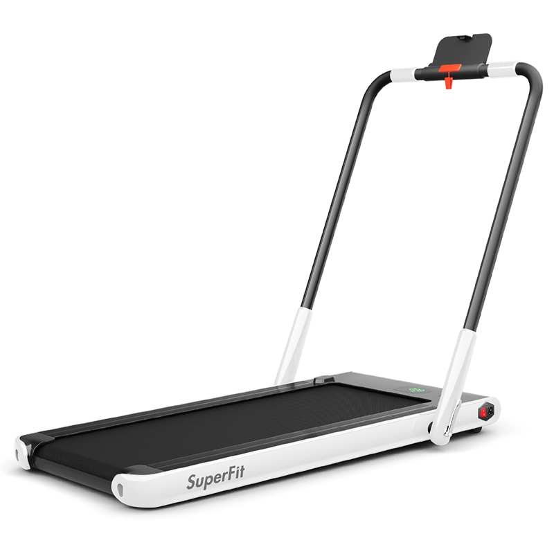 Pemberly Row 2.25HP 2-in-1 White Plastic Folding Treadmill with Remote Control