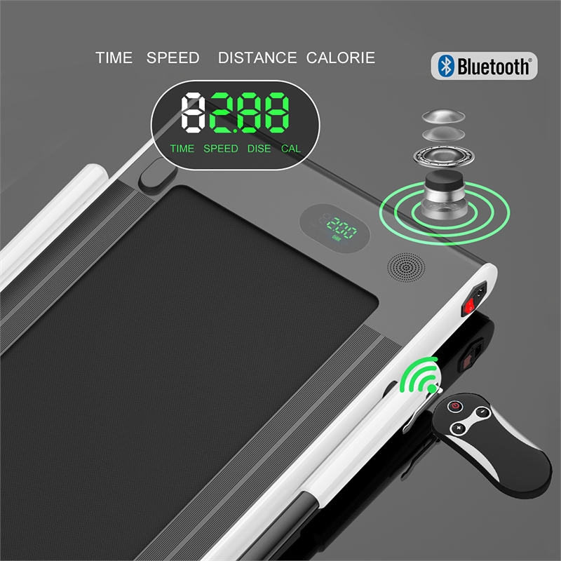 Pemberly Row 2.25HP 2-in-1 White Plastic Folding Treadmill with Remote Control