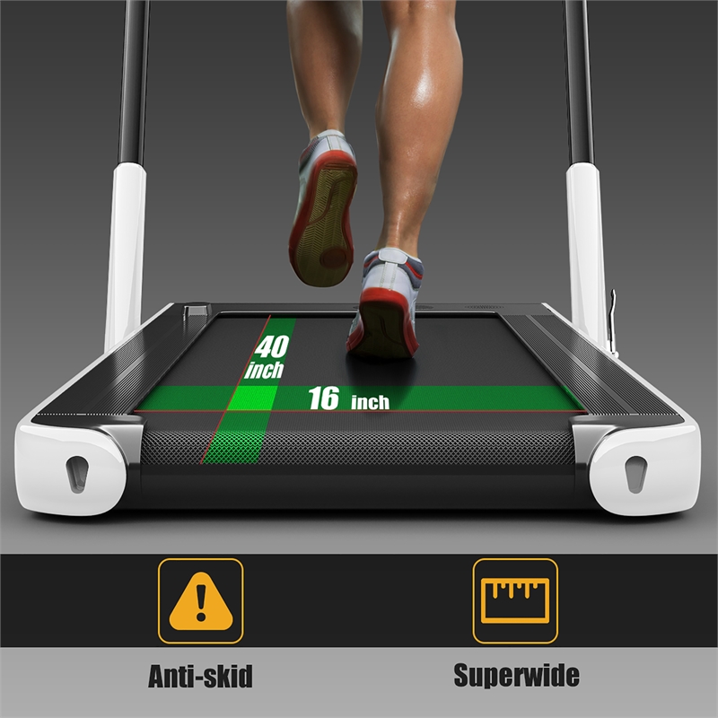 Pemberly Row 2.25HP 2-in-1 White Plastic Folding Treadmill with Remote Control