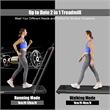 Pemberly Row 2.25HP 2 in 1 Black Plastic Folding Treadmill with Remote Control