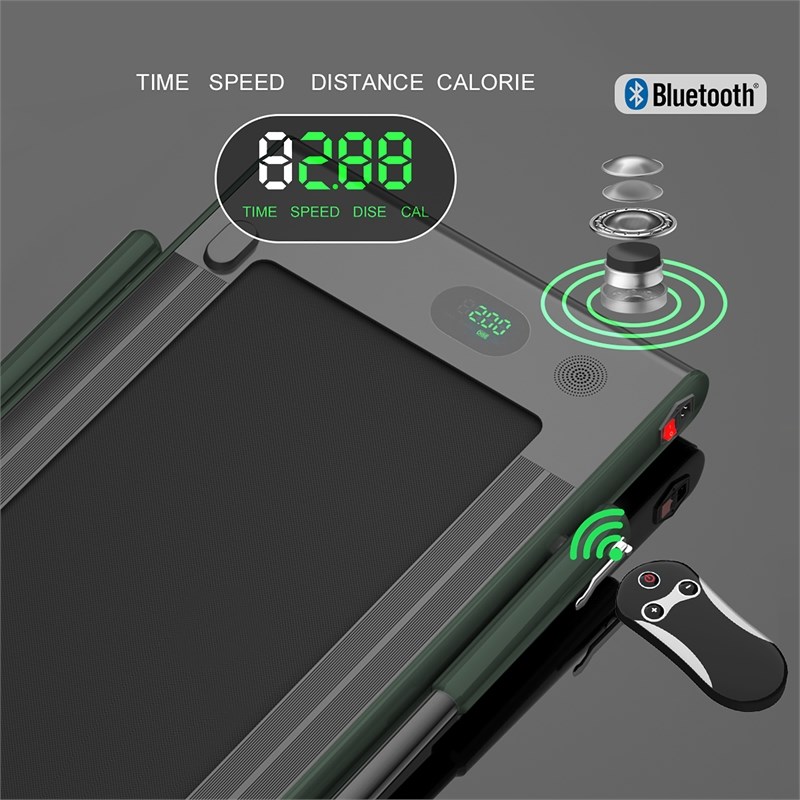 Pemberly Row 2.25HP 2 in 1 Green Plastic Folding Treadmill with Remote Control