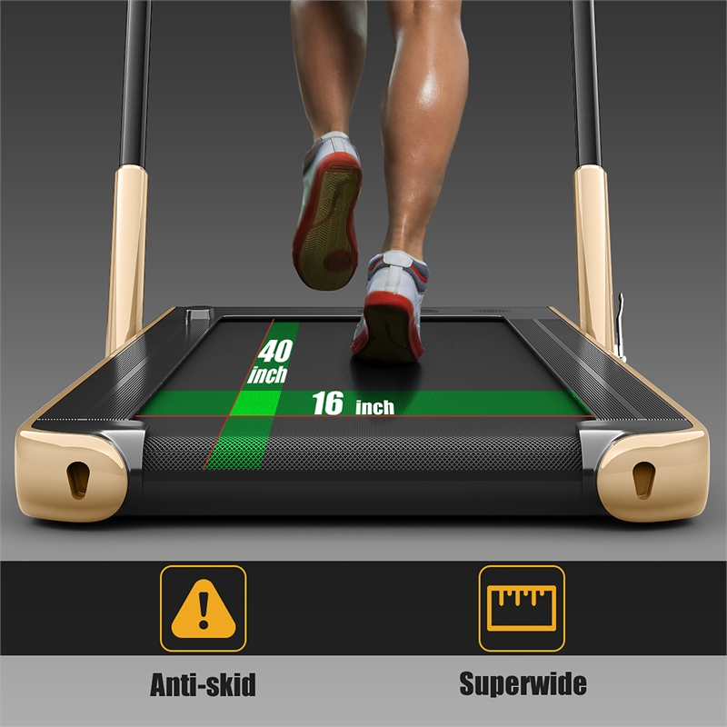 Pemberly Row 2.25HP 2-in-1 Golden Plastic Folding Treadmill with Remote Control