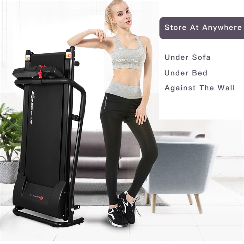 Pemberly Row 1HP Black Electric Treadmill Folding Power Running Fitness Machine