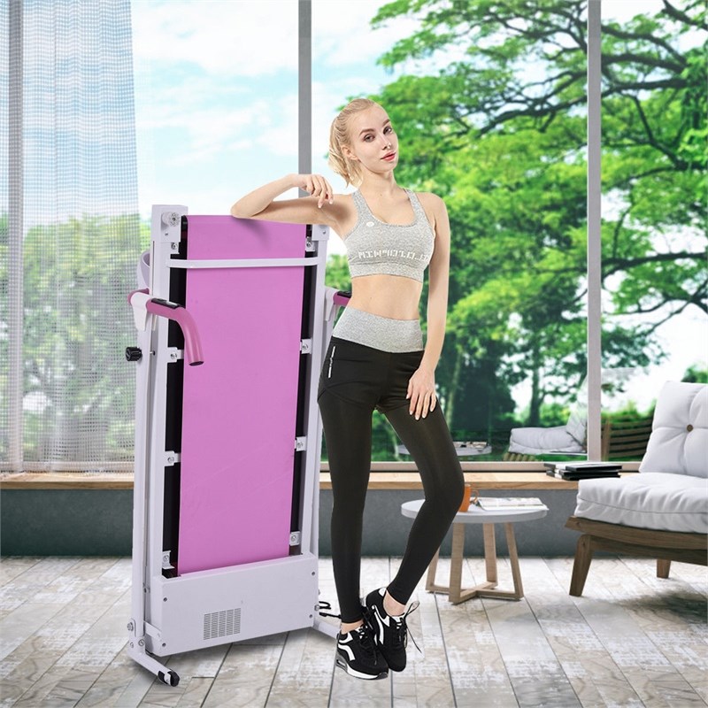 Pemberly Row 800W Pink Folding Treadmill Electric Power Running Fitness Machine