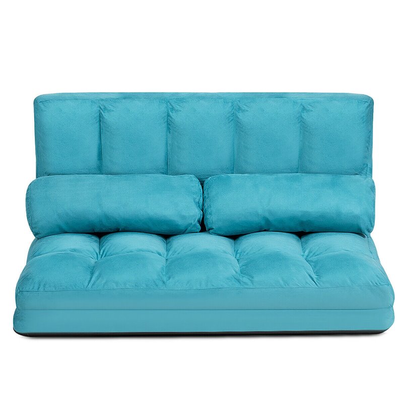 Pemberly Row 6-Position Adjustable Lounge Couch Foldable Floor Sofa Bed in Blue