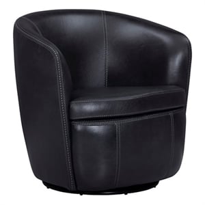 Pemberly Row Vintage Onyx Genuine Italian Leather Swivel Club Chair