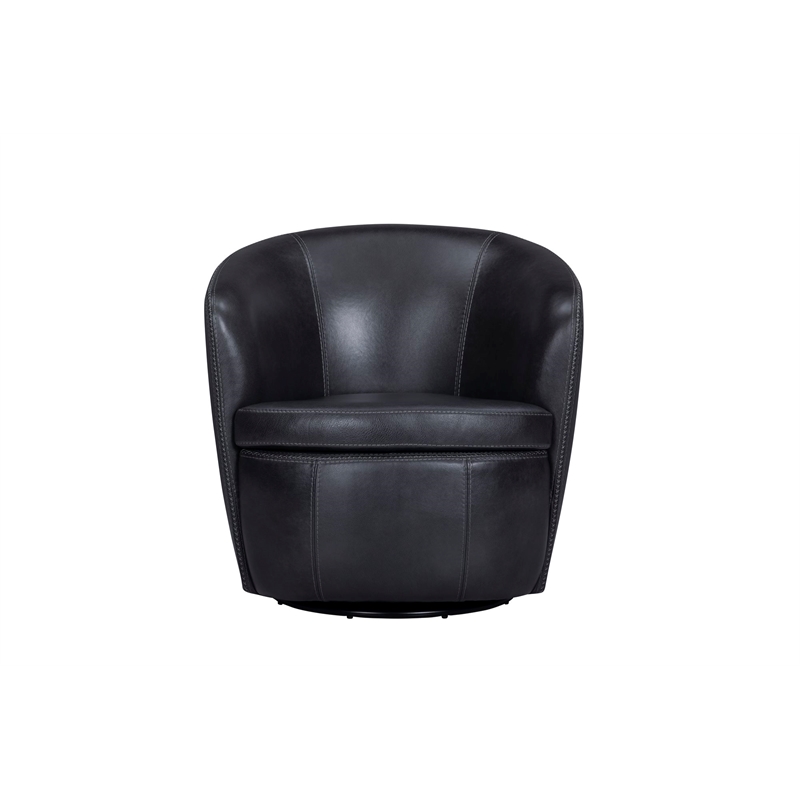 Pemberly Row Vintage Onyx Genuine Italian Leather Swivel Club Chair