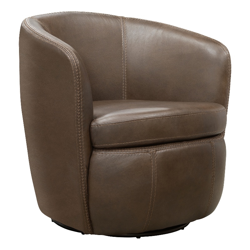 Pemberly Row Set of 2 Vintage Brown All Italian Leather Swivel Club Chair