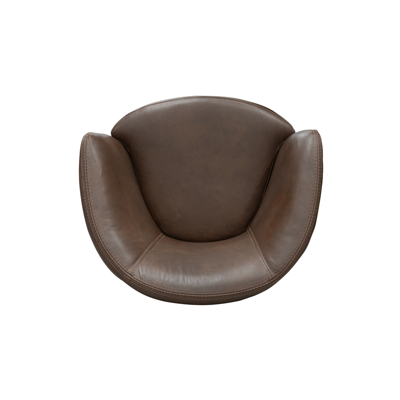 Pemberly Row Set of 2 Vintage Brown All Italian Leather Swivel Club Chair
