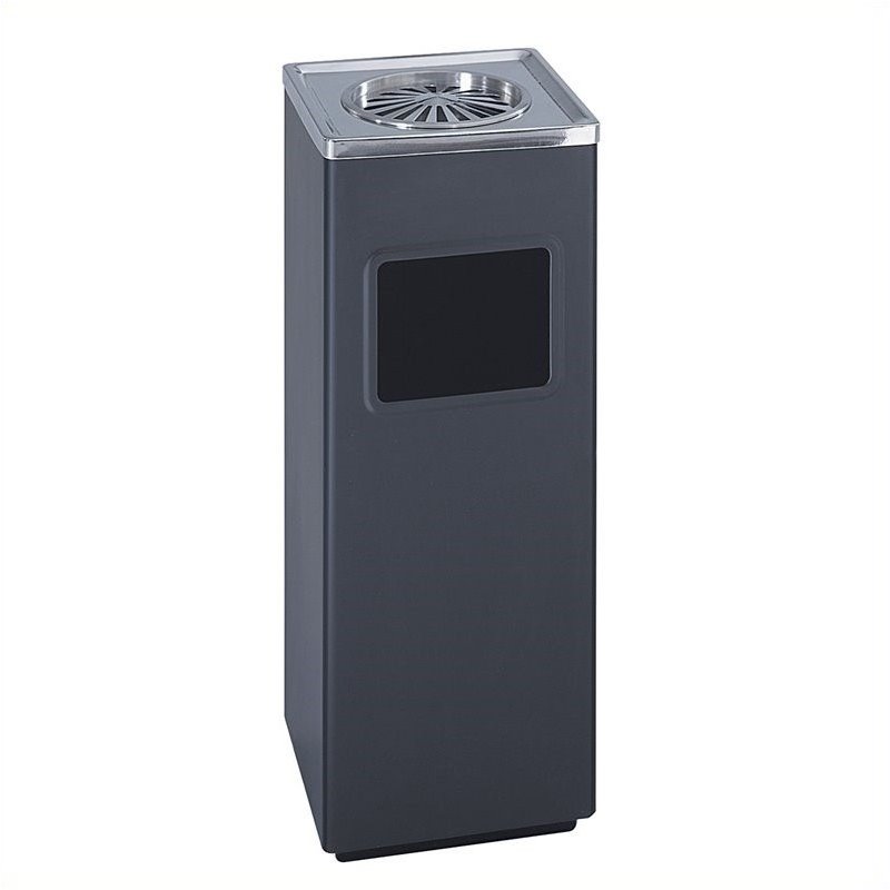 Pemberly Row Set of 2 Modern Black Square Ash And Trash Receptacle In Black