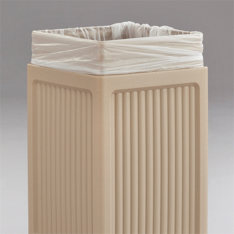 Pemberly Row Set of 2 Plastic Trash Cans with Recessed Panel Receptacles in Tan