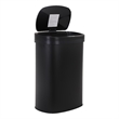 Pemberly Row Set of 2 13 Gallon Steel Motion Sensor Automatic Black Trash Cans