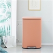 Pemberly Row Set of 2 13 Gallon Stainless Steel Pink Step Foot Pedal Trash Cans