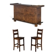Pemberly Row Set of 3 Wood Bar Unit and 2 Ladderback Barstool - Polished Brown