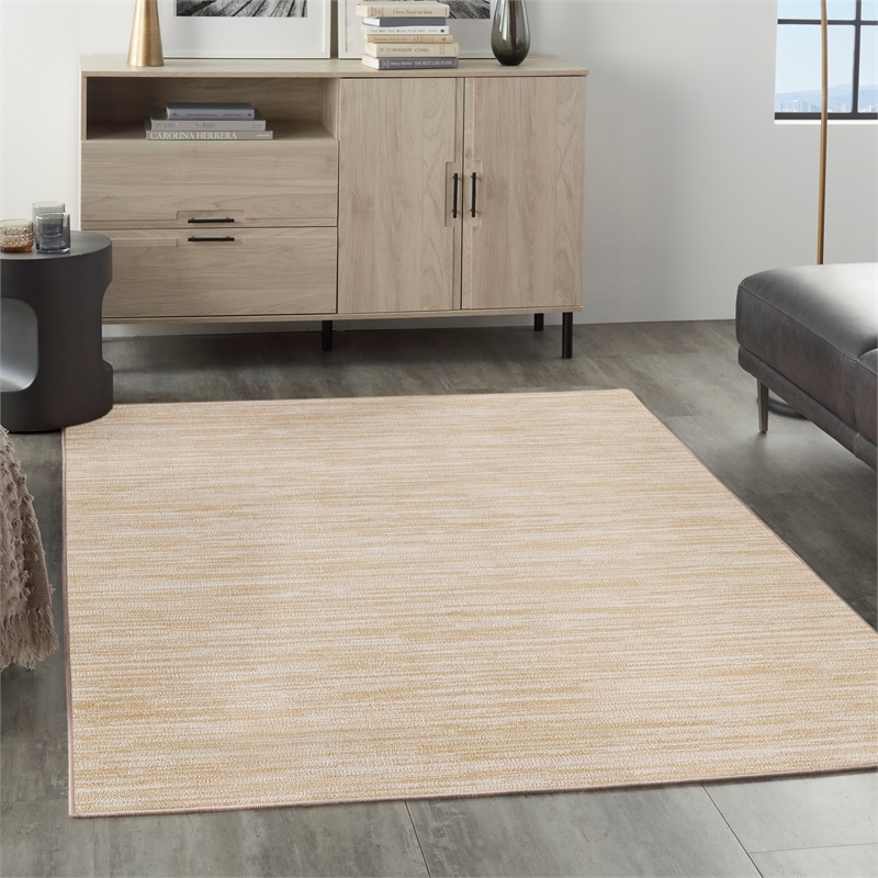 Pemberly Row Contemporary 5' x 7' Ivory Gold Fabric Area Rug