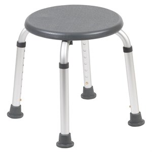 Pemberly Row Traditional Plastic Bath and Shower Stool in Gray