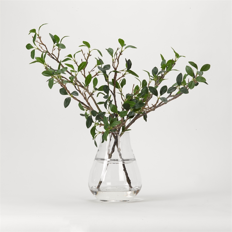 Pemberly Row Contemporary Green Leafy Branches in Glass Vase