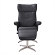 Pemberly Row Contemporary Black Leather Recliner with Matching Ottoman