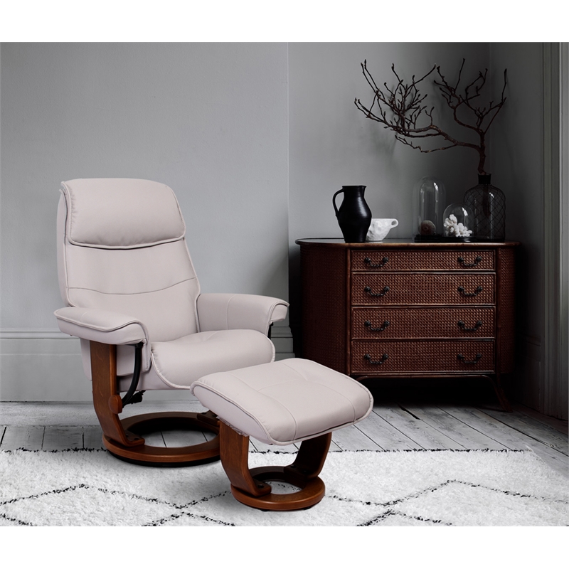 Pemberley Row Fabric Gray Recliner and Ottoman Set 32.3