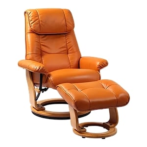 Pemberley Row Top Grain Leather Orange Swivel Recliner with Ottoman 31.5&quotWx33.5&quotDx39.7&quotH