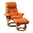 Pemberley Row Top Grain Leather Orange Swivel Recliner with Ottoman 31.5
