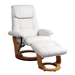 Pemberley Row Top Grain Leather White Swivel Recliner with Ottoman 31.5&quotW x 33.5&quotD x 39.7&quotH Unassembled