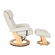 Pemberly Row Contemporary Cream Leather Swivel Recliner with Matching Ottoman