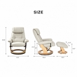 Pemberly Row Contemporary Cream Leather Swivel Recliner with Matching Ottoman