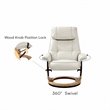 Pemberly Row Contemporary Cream Leather Swivel Recliner with Matching Ottoman