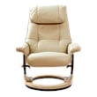 Pemberly Row Contemporary Cream Leather Swivel Recliner with Matching Ottoman