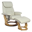 Pemberly Row Contemporary Cream Leather Swivel Recliner with Matching Ottoman